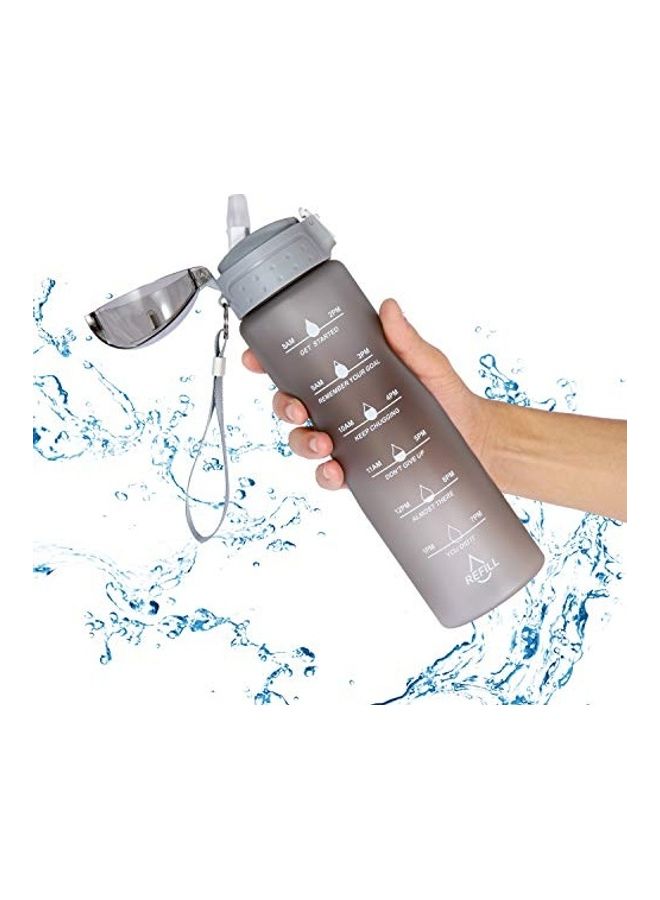 Motivational Time Marker Water Bottle Grey  - Image 1
