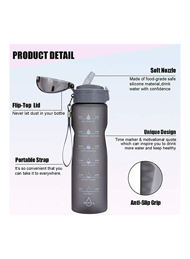 Motivational Time Marker Water Bottle Grey  - Image 4
