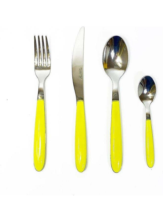 أركوتشي طقم أدوات مائدة مكون من 4 قطع أصفر/فضي