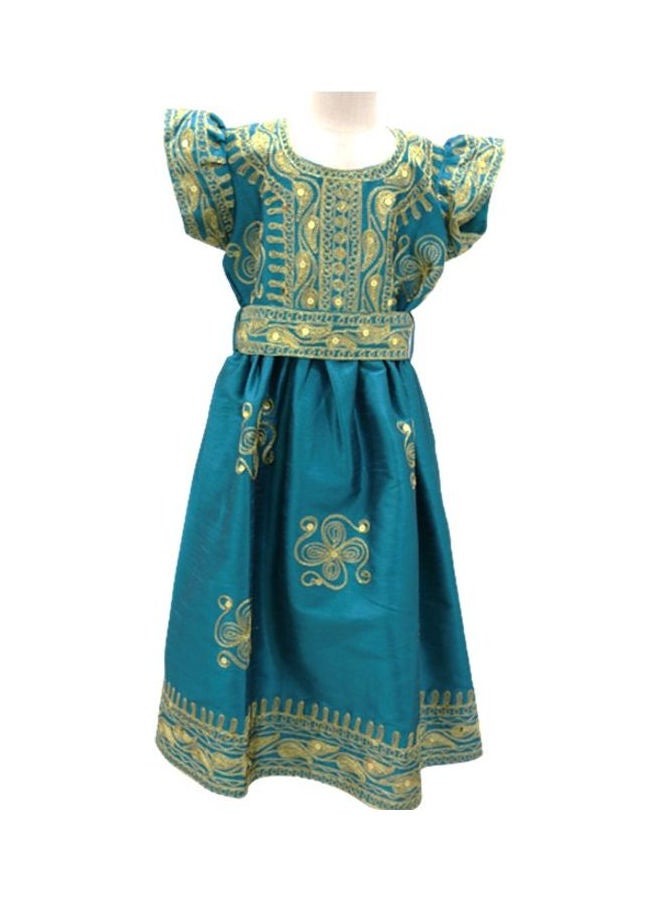 جلابية دارزي بحرينية تقليدية أزرق/ ذهبي - Image 1