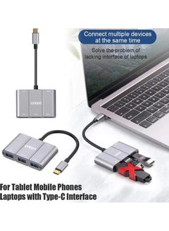 onten Type-C 4 Port Hub Grey  - Image 2