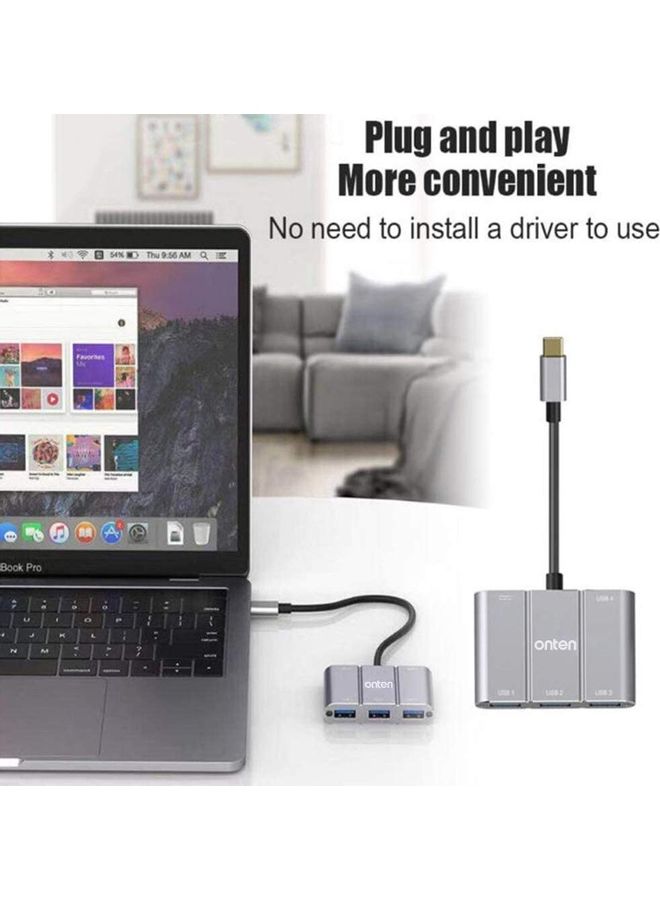 onten - Type-C 4 Port Hub Grey - Image 1