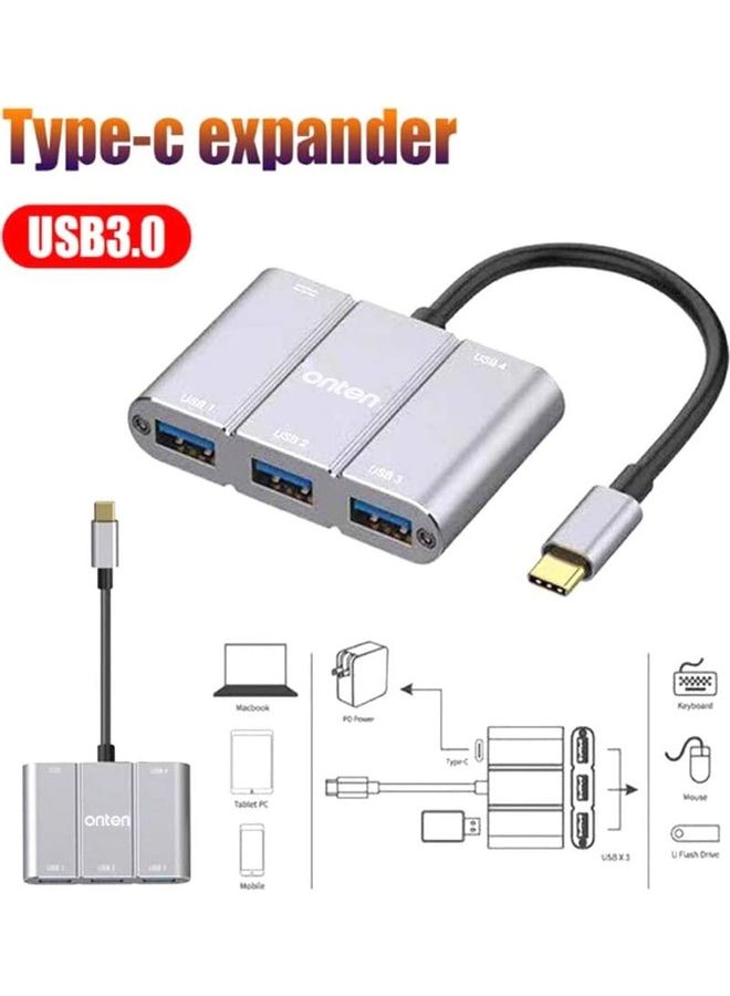 onten - Type-C 4 Port Hub Grey - Image 1