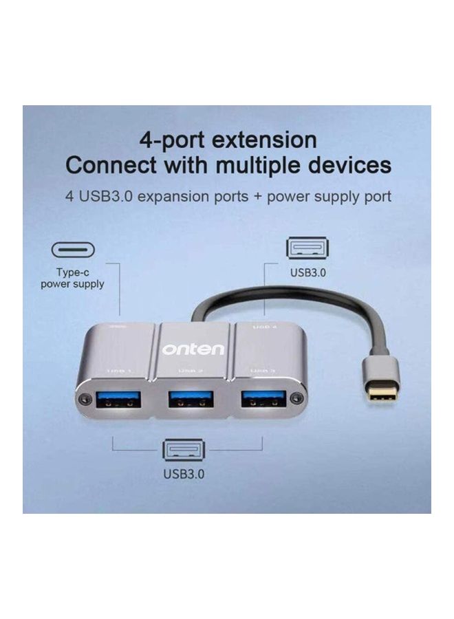 onten - Type-C 4 Port Hub Grey - Image 1