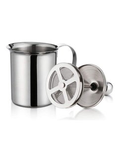 XiuWoo Stainless Steel Double-Layer Filter Manual Foamer With Lid Silver  - Image 1