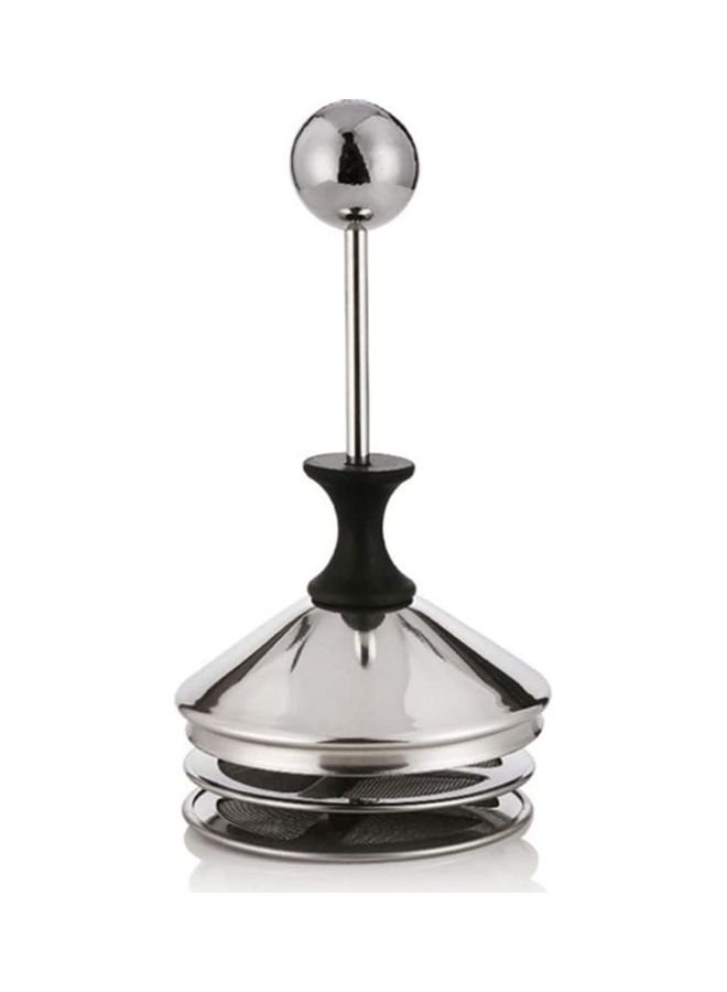 XiuWoo Stainless Steel Double-Layer Filter Manual Foamer With Lid Silver  - Image 4