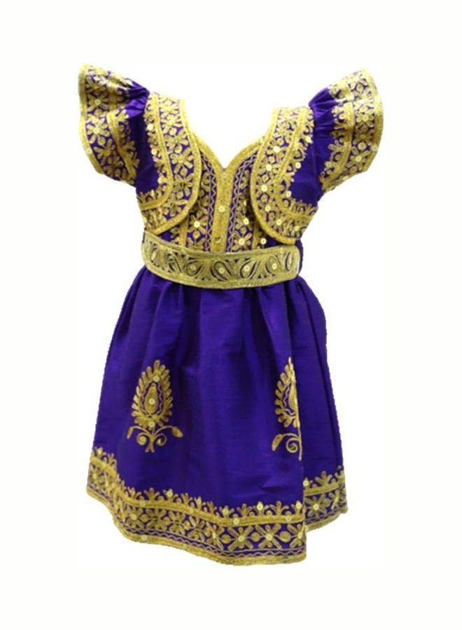 جلابية دارزي بحرينية تقليدية أرجواني ملكي/ ذهبي - Image 1