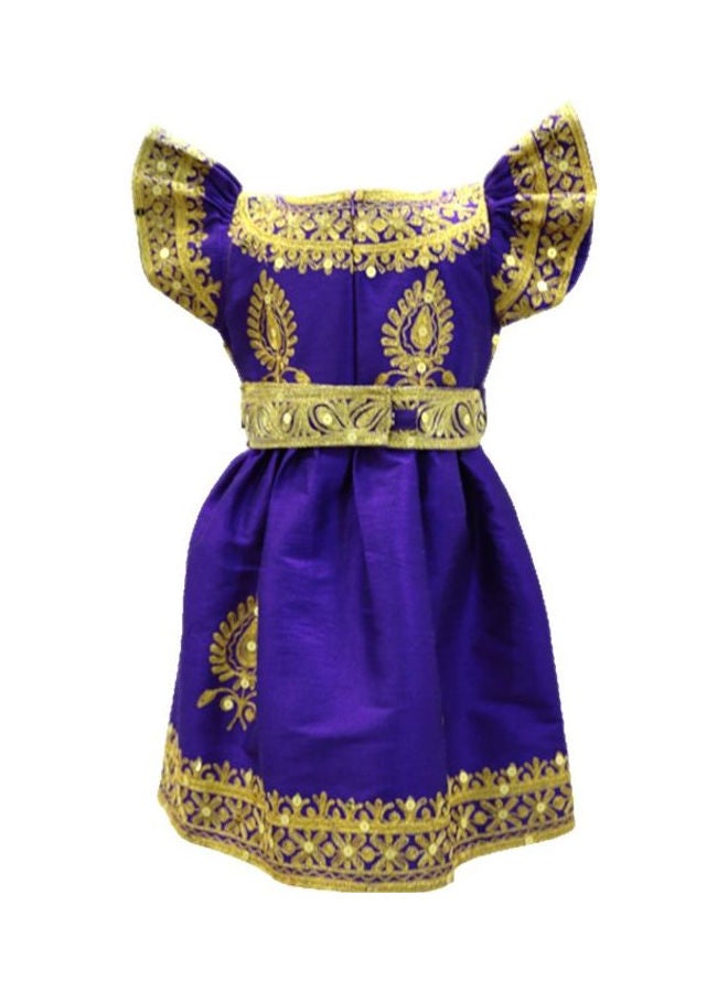 جلابية دارزي بحرينية تقليدية أرجواني ملكي/ ذهبي - Image 3