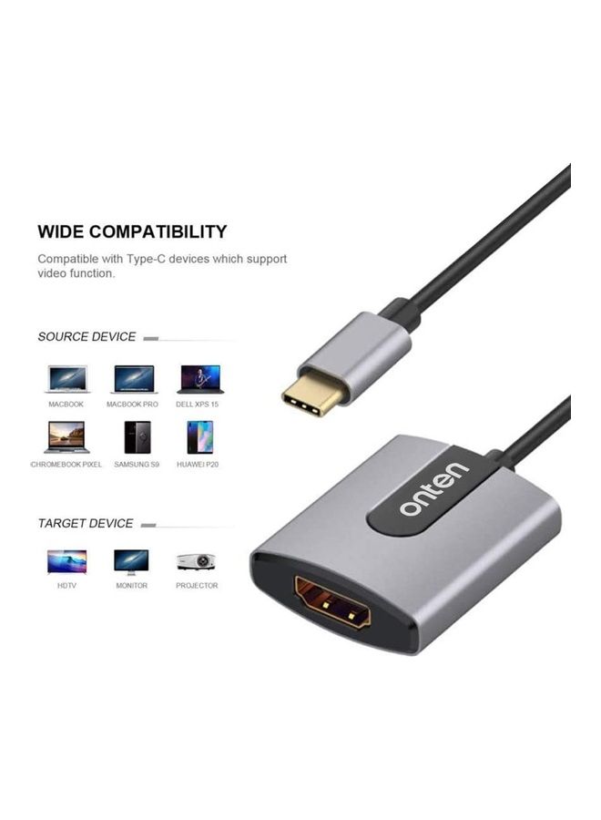 onten - USB Type-C to 4K X 2K HDMI Adapter Grey - Image 1