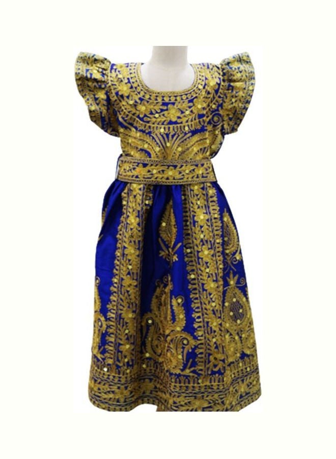 جلابية دارزي بحرينية تقليدية أزرق/ ذهبي - Image 1