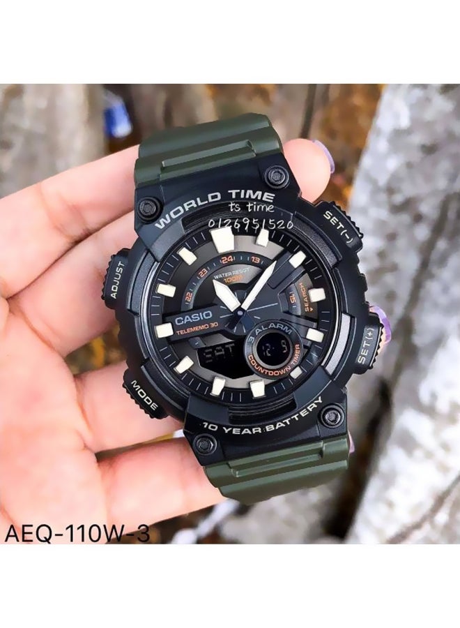 CASIO - Men's Water Resistant Round Resin Digital Watch  Aeq-110W-3A - Image 1