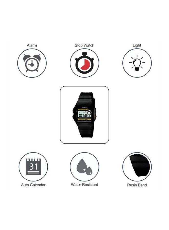كاسيو ساعة يد رقمية بسوار من الراتنج طراز F-94WA-9DG - Image 5