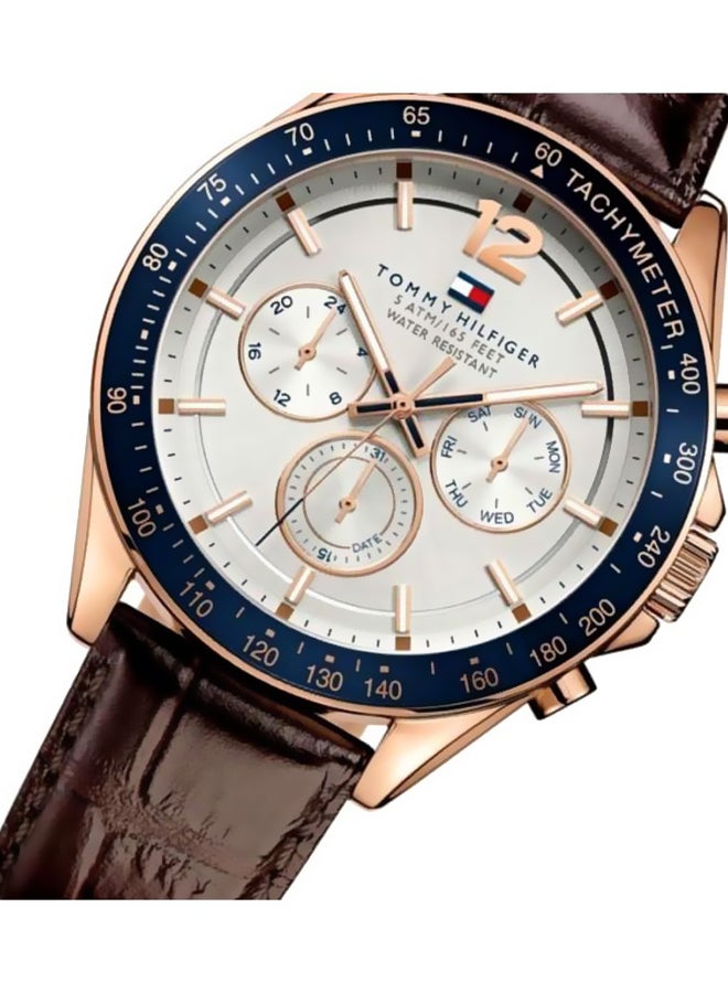 TOMMY HILFIGER - Men's Leather Strap Analog Wrist Watch-1791118 - 47 mm - Brown - Image 1
