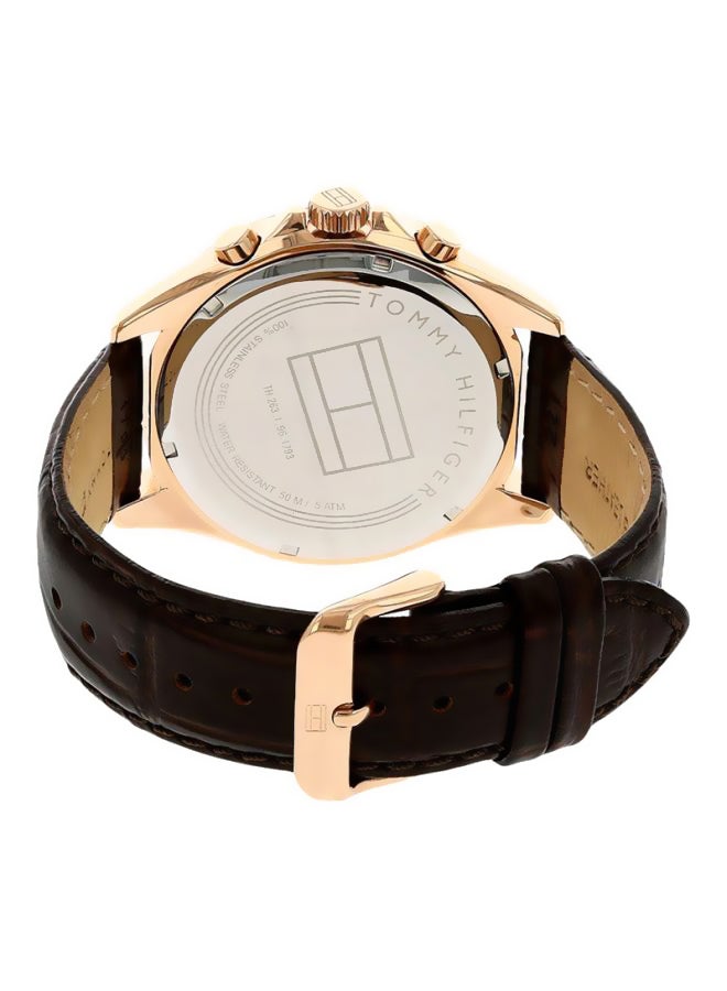 TOMMY HILFIGER - Men's Leather Strap Analog Wrist Watch-1791118 - 47 mm - Brown - Image 1