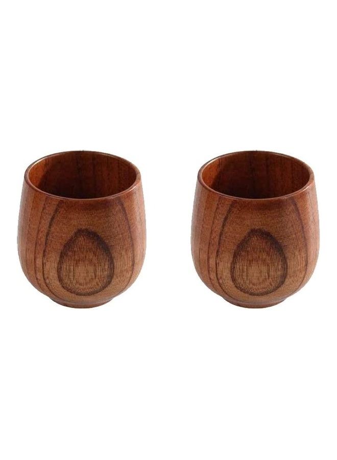 XiuWoo - 2-Piece Wooden Tea Cup Set Brown - Image 1