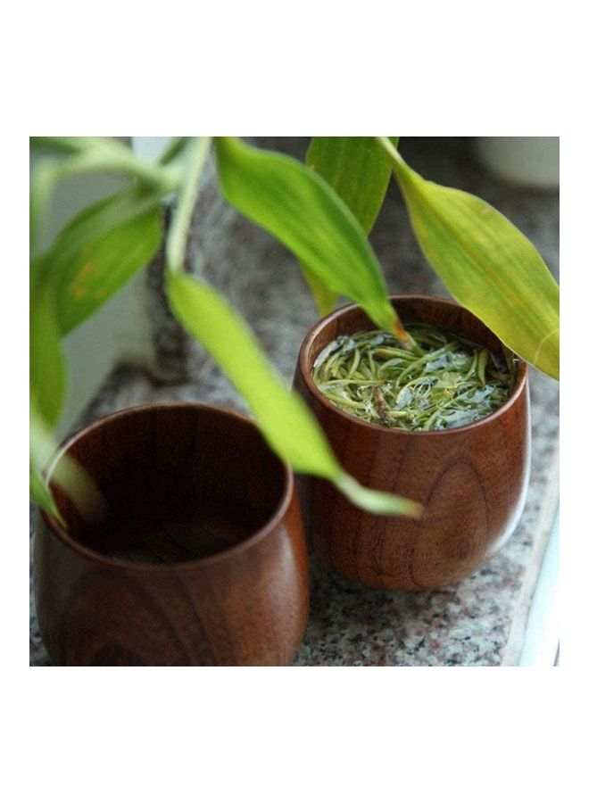 XiuWoo - 2-Piece Wooden Tea Cup Set Brown - Image 1