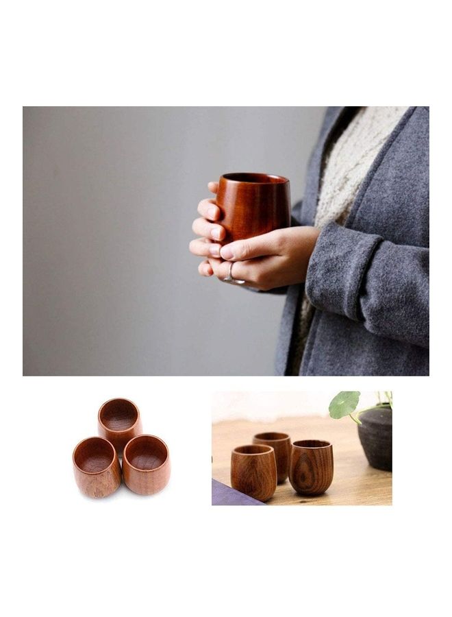 XiuWoo - 2-Piece Wooden Tea Cup Set Brown - Image 1
