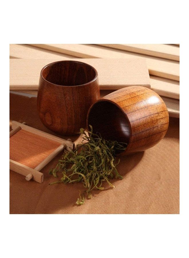 XiuWoo - 2-Piece Wooden Tea Cup Set Brown - Image 1