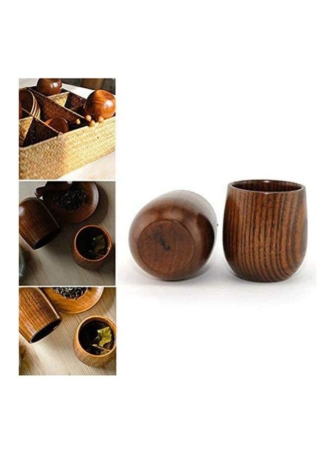 XiuWoo - 2-Piece Wooden Tea Cup Set Brown - Image 1