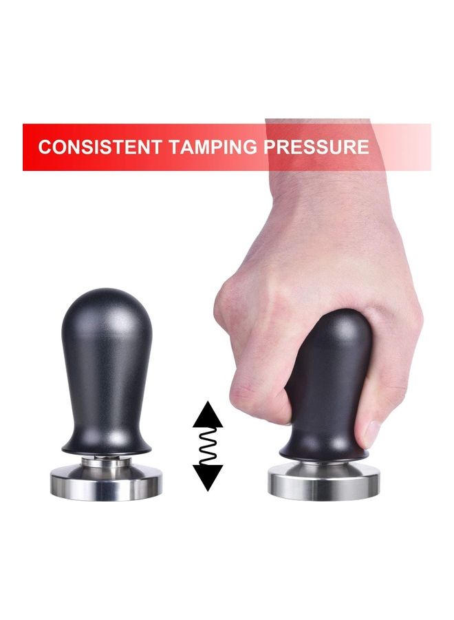 XiuWoo - 54mm Coffee Tamper with Spring Loaded Handle Silver/Black - Image 1