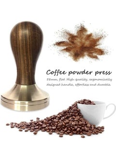 XiuWoo 58mm Coffee Tamper with Wooden Handle Silver/Dark Brown  - Image 2