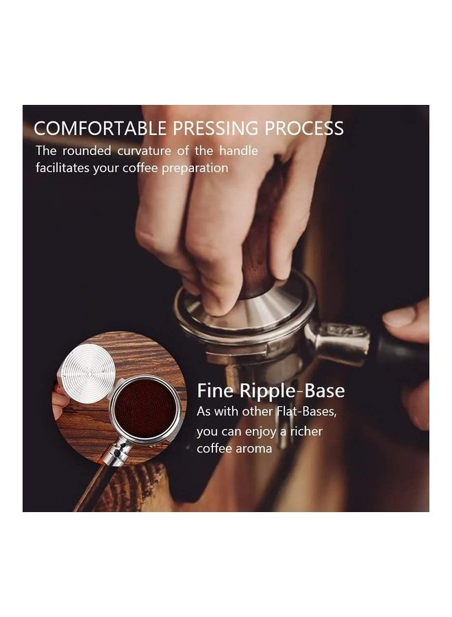 XiuWoo 58mm Coffee Tamper with Wooden Handle Silver/Dark Brown  - Image 5