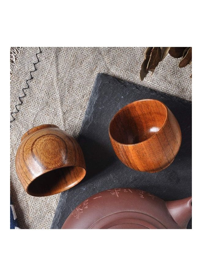 شو وو كوب شاي خشبي بنمط كلاسيكي من قطعتين بني - Image 2