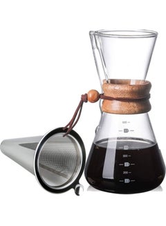 Pour Over Coffee Maker with Filter Clear/Silver