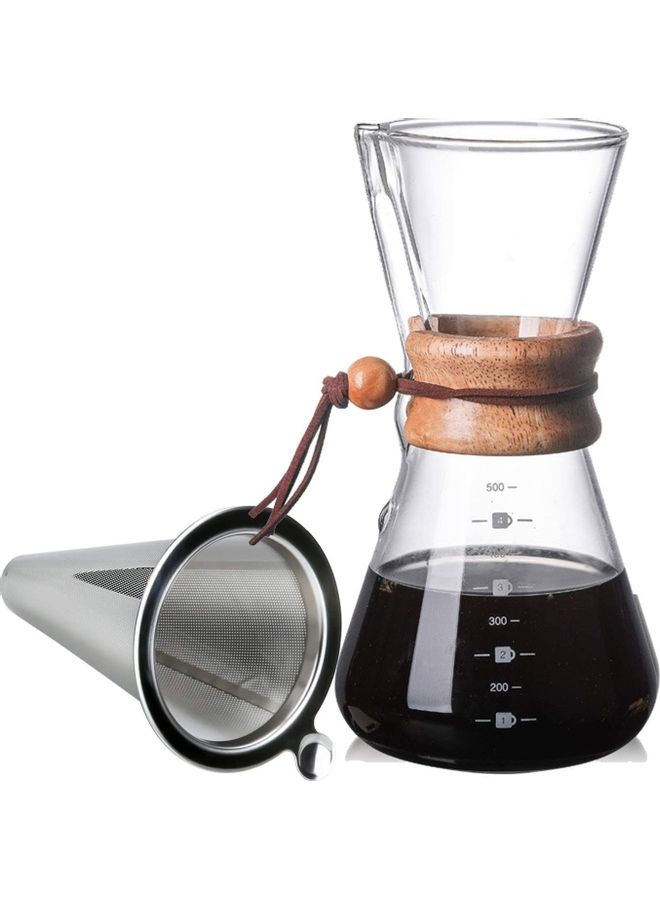 XiuWoo - Pour Over Coffee Maker with Filter Clear/Silver - Image 1