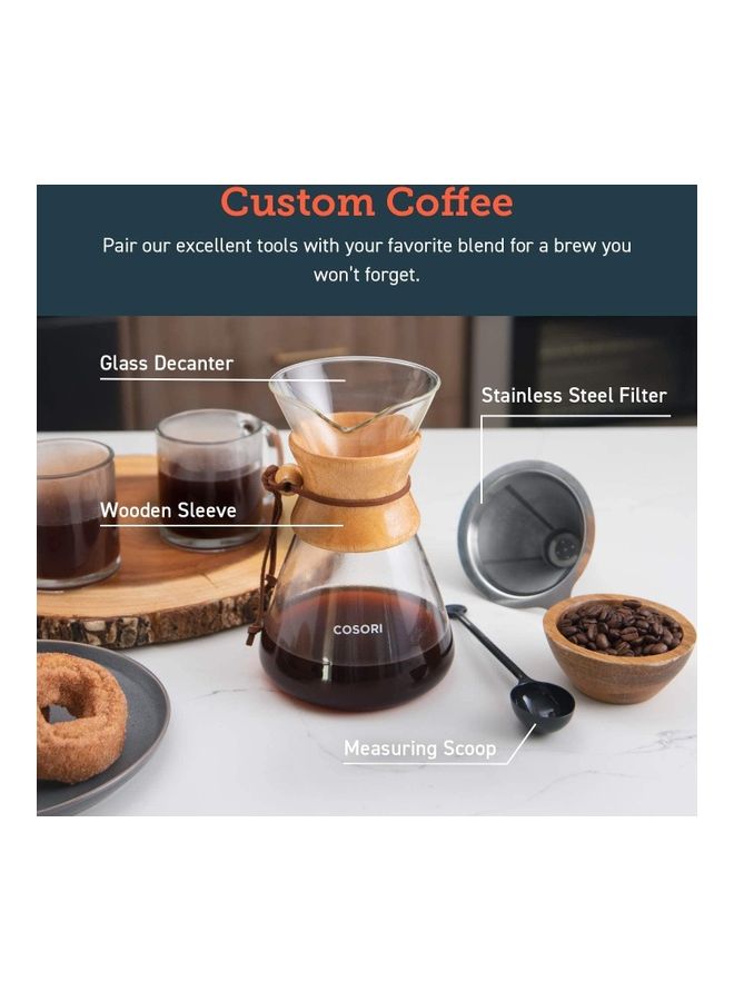 XiuWoo - Pour Over Coffee Maker with Filter Clear/Silver - Image 1