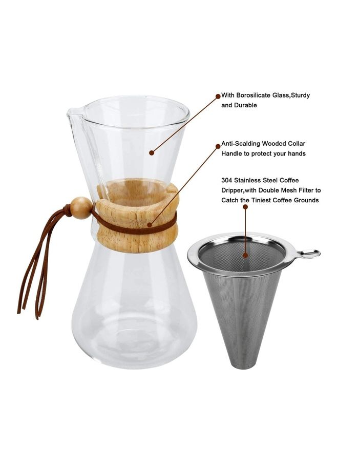 XiuWoo - Pour Over Coffee Maker with Filter Clear/Silver - Image 1