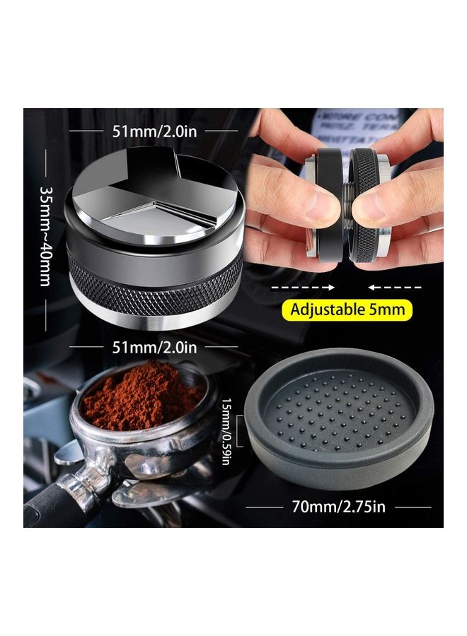 شو وو أداة توزيع القهوة وطحنها  مقاس 51 مم أسود/فضي - Image 2