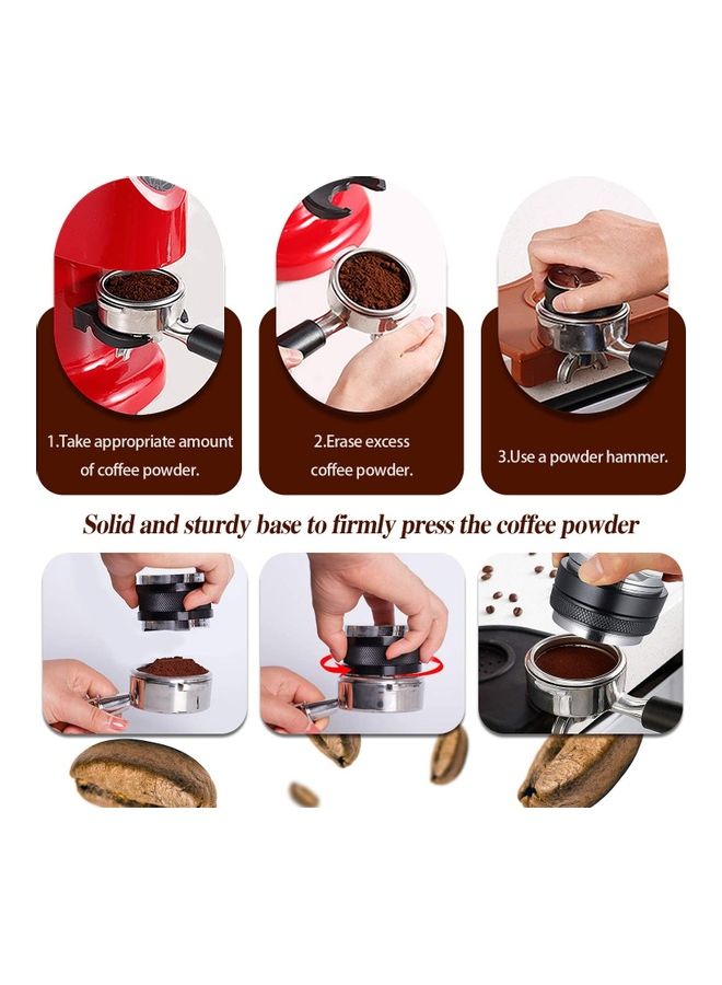 شو وو أداة توزيع القهوة وطحنها  مقاس 51 مم أسود/فضي - Image 3