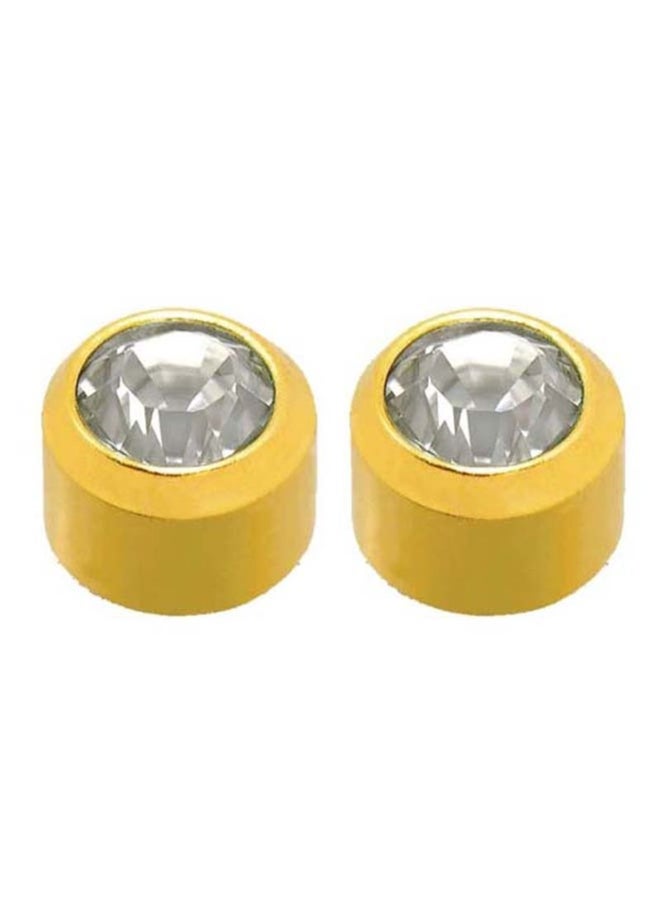 Gold Plated April Birth Stone Stud Earrings - v1619762795/N14543824A_1