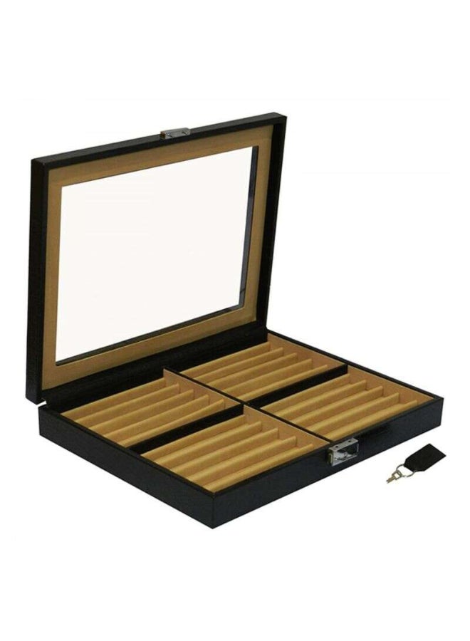 LAVERI LEATHER Genuine Leather Pen Storage Box Black/Clear  - Image 4