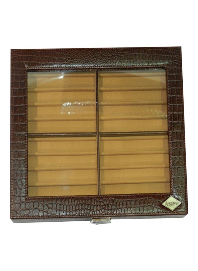 LAVERI LEATHER Genuine Leather Pen Storage Box Dark Brown/Clear  - Image 1
