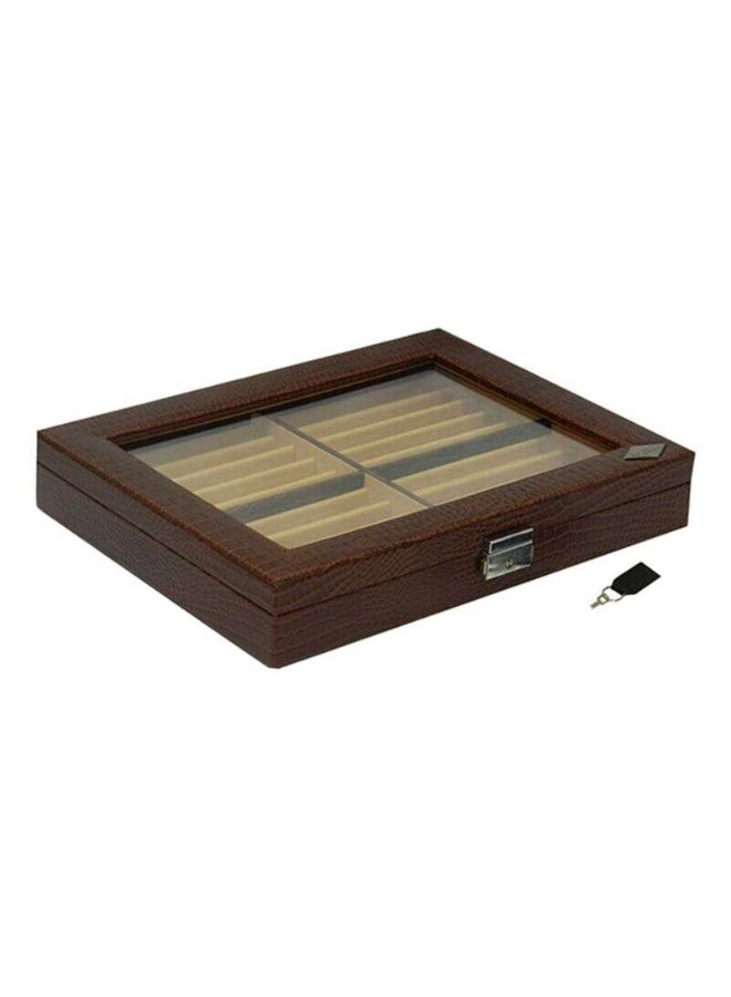 LAVERI LEATHER Genuine Leather Pen Storage Box Dark Brown/Clear  - Image 2