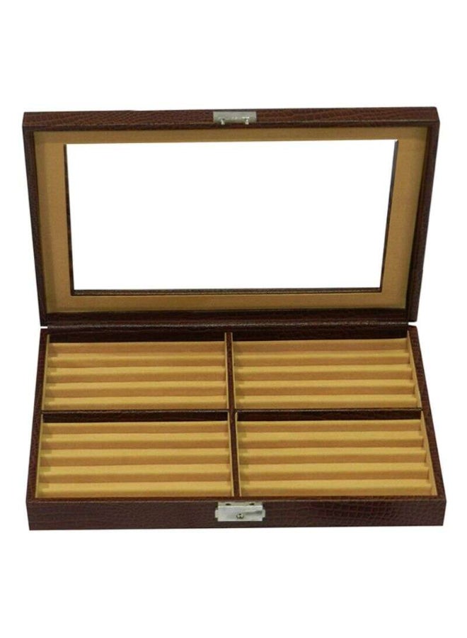 LAVERI LEATHER Genuine Leather Pen Storage Box Dark Brown/Clear  - Image 3