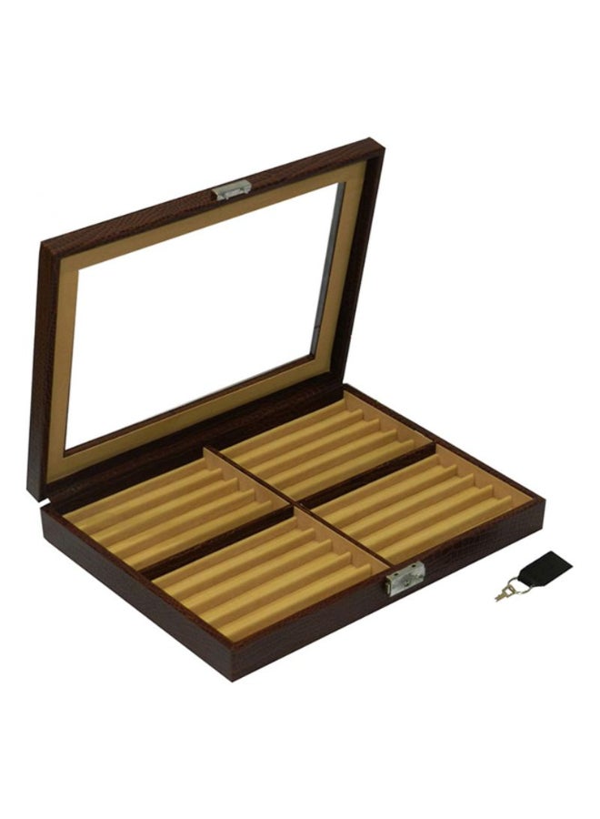 LAVERI LEATHER Genuine Leather Pen Storage Box Dark Brown/Clear  - Image 4