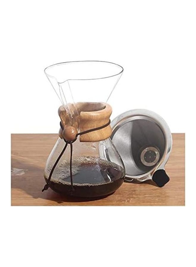 XiuWoo - Hand Made Coffee Set with Reusable Filter Clear/Silver - Image 1