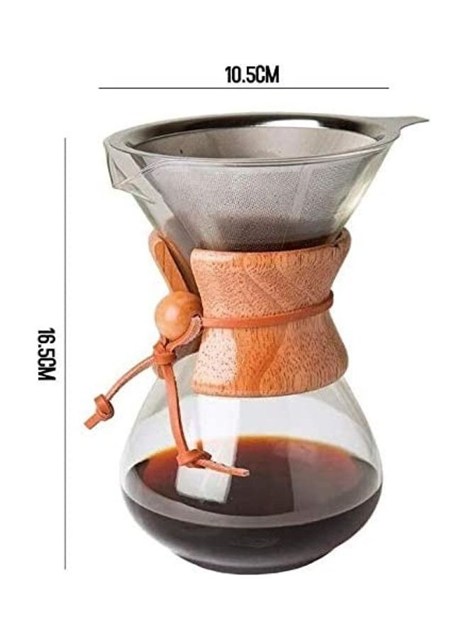 XiuWoo - Hand Made Coffee Set with Reusable Filter Clear/Silver - Image 1