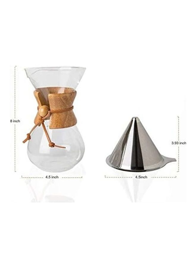 XiuWoo - Hand Made Coffee Set with Reusable Filter Clear/Silver - Image 1
