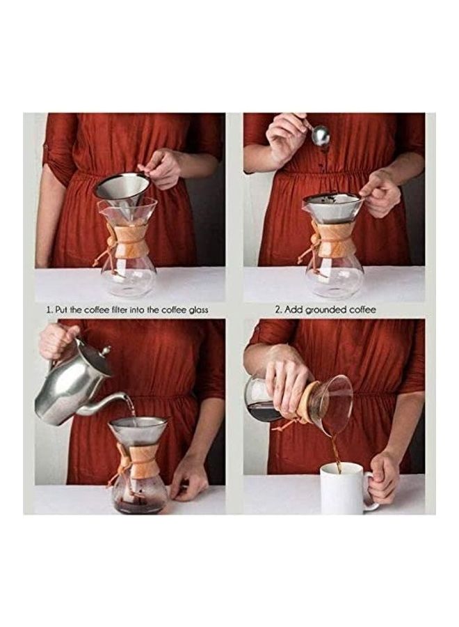 XiuWoo - Hand Made Coffee Set with Reusable Filter Clear/Silver - Image 1