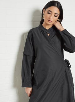 7EVENTY3 Belted Wrap Dress Black  - Image 2