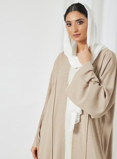 2-Piece Stylish Casual Abaya Set With Sheilah Beige/White - v1619768645/N45341314V_2