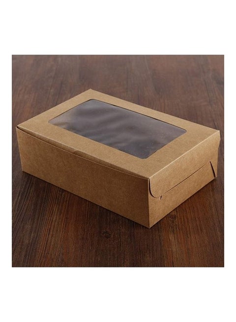 10-Piece 6-Cavity Paper Cupcake Box Set Brown/Clear