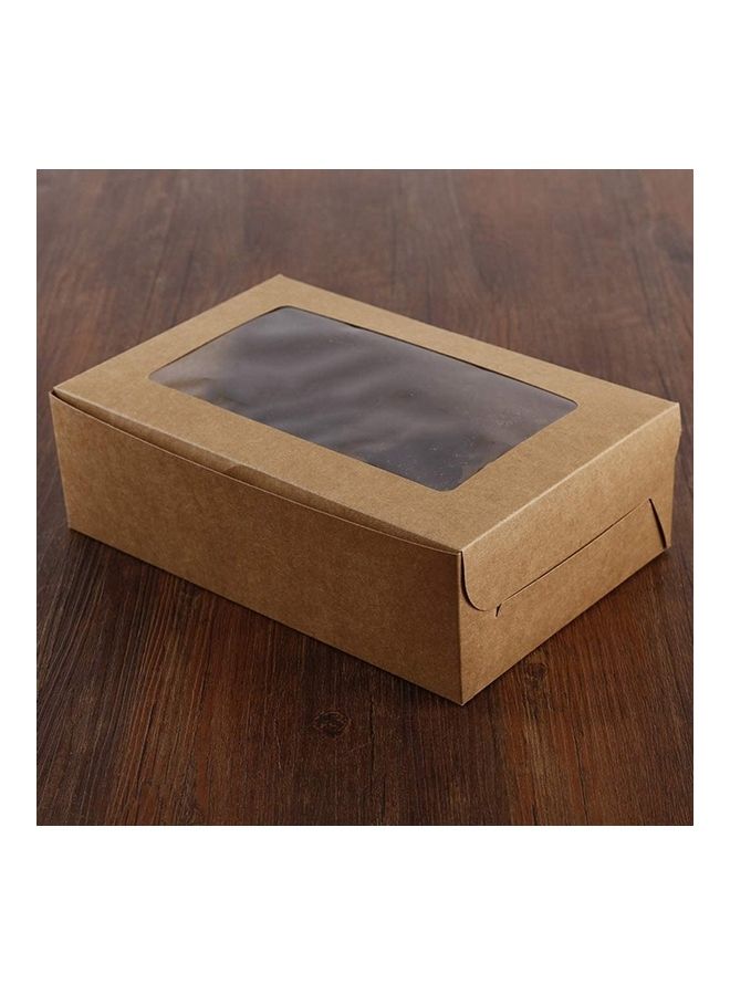 XiuWoo 10-Piece 6-Cavity Paper Cupcake Box Set Brown/Clear  - Image 1