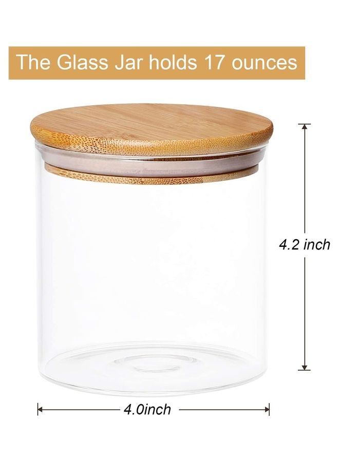 شو وو مجموعة برطمانات زجاجية بغطاء من  الخيزران محكم الغلق من 4 قطع شفاف / بيج - Image 3