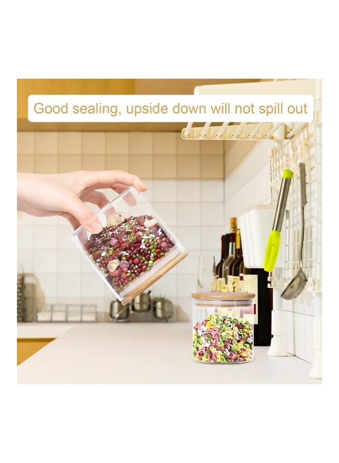 شو وو مجموعة برطمانات زجاجية بغطاء من  الخيزران محكم الغلق من 4 قطع شفاف / بيج - Image 5