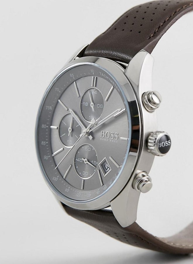 HUGO BOSS Men's Leather Chronograph Wrist Watch 1513476  - Image 5